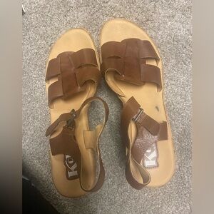 Kork-Ease Brown Leather Wedges